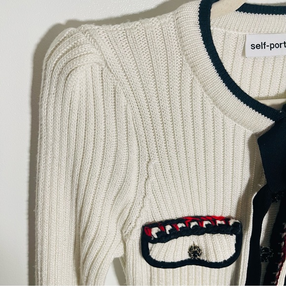 Self-Portrait Lurex Knit Dress Ivory Black Red Preppy Career Modest Trendy - Picture 5 of 15